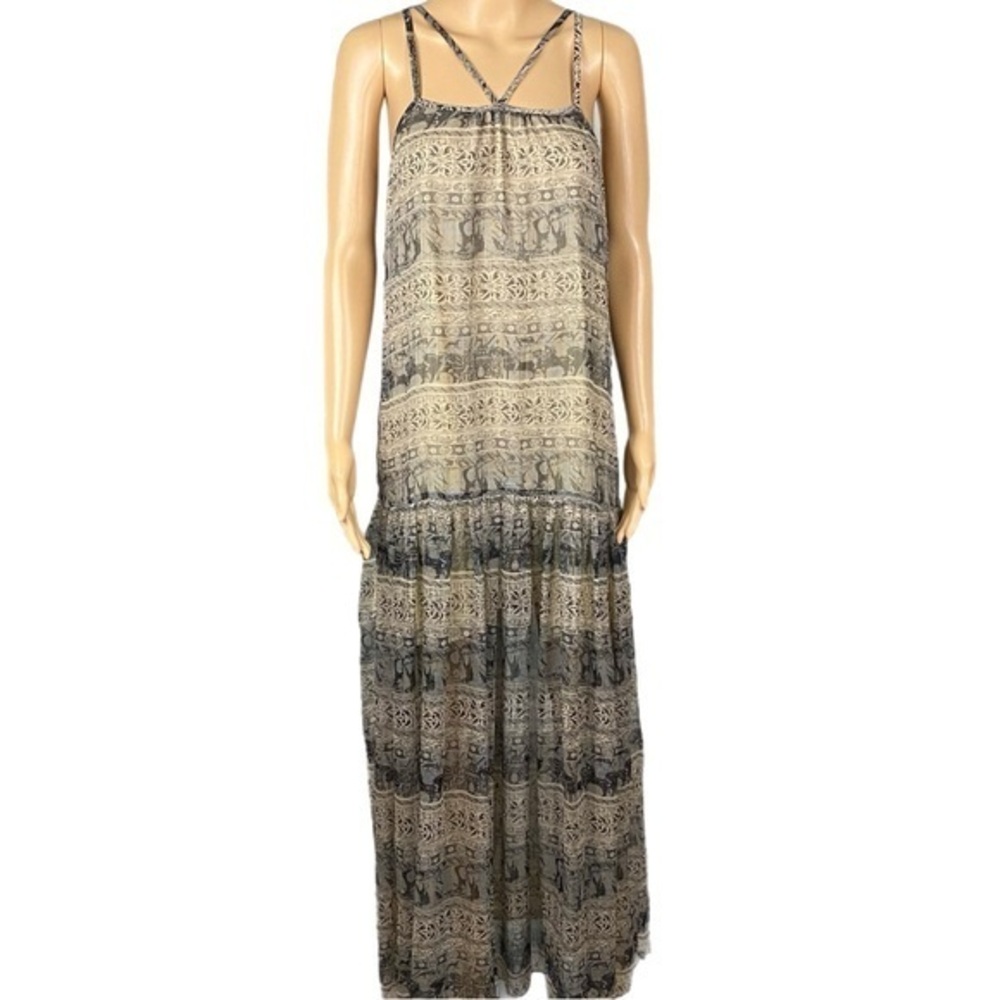 STARING AT STARS/URBAN OUTFITTERS brown & black chiffon maxi dress. Medium. EUC